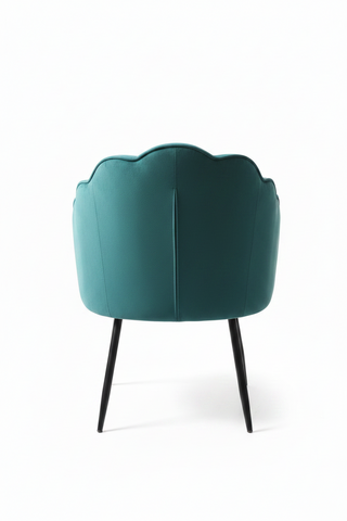 Scalloped Teal Velvet Shell Accent Chair