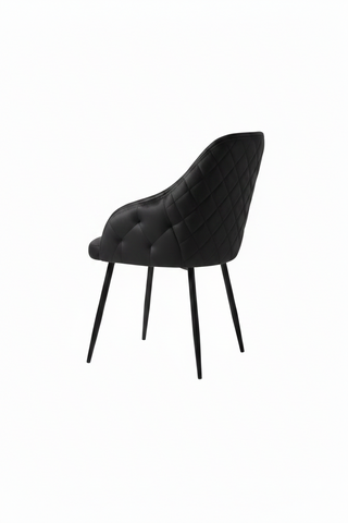 Diamond-Quilted Black Leather Accent Chair