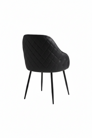 Diamond-Quilted Black Leather Accent Chair
