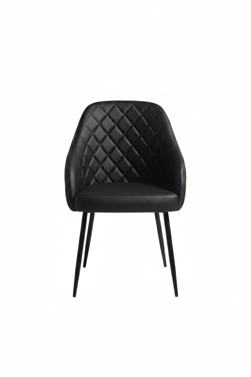 Diamond-Quilted Black Leather Accent Chair