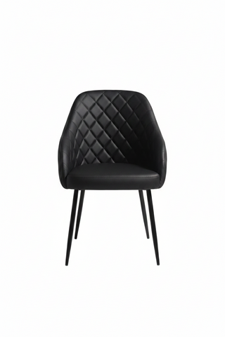 Diamond-Quilted Black Leather Accent Chair