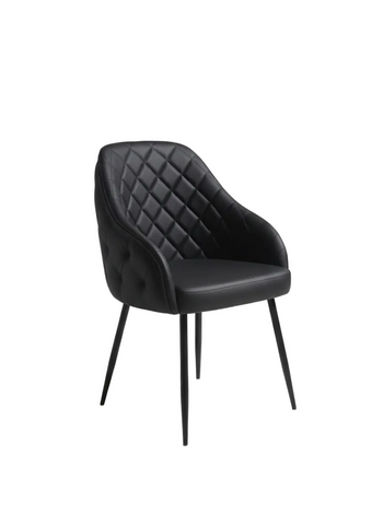 Diamond-Quilted Black Leather Accent Chair