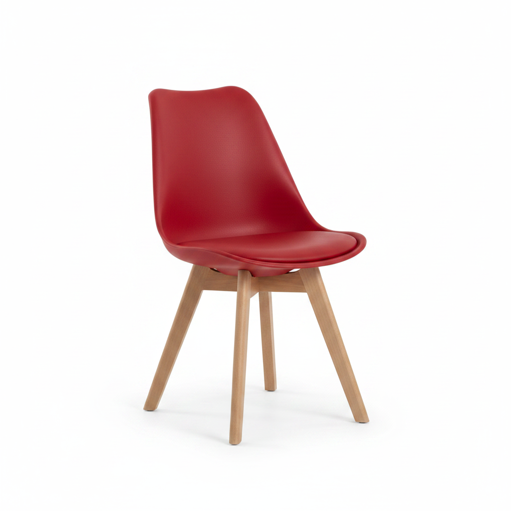 Mid-Century Modern Red Nordic Dining Chair