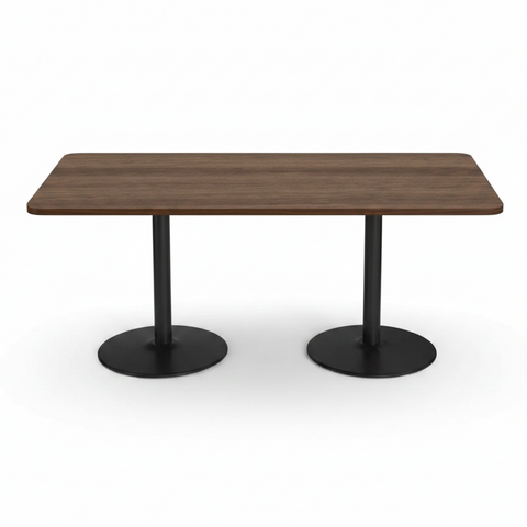 Mid-Century Modern Walnut Dual-Pedestal Dining Table