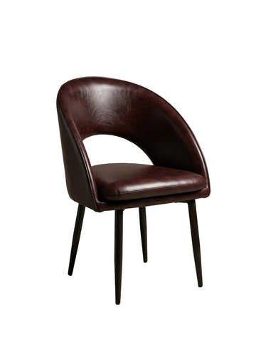 Retro Mid-Century Cutout Faux Leather Accent Chair